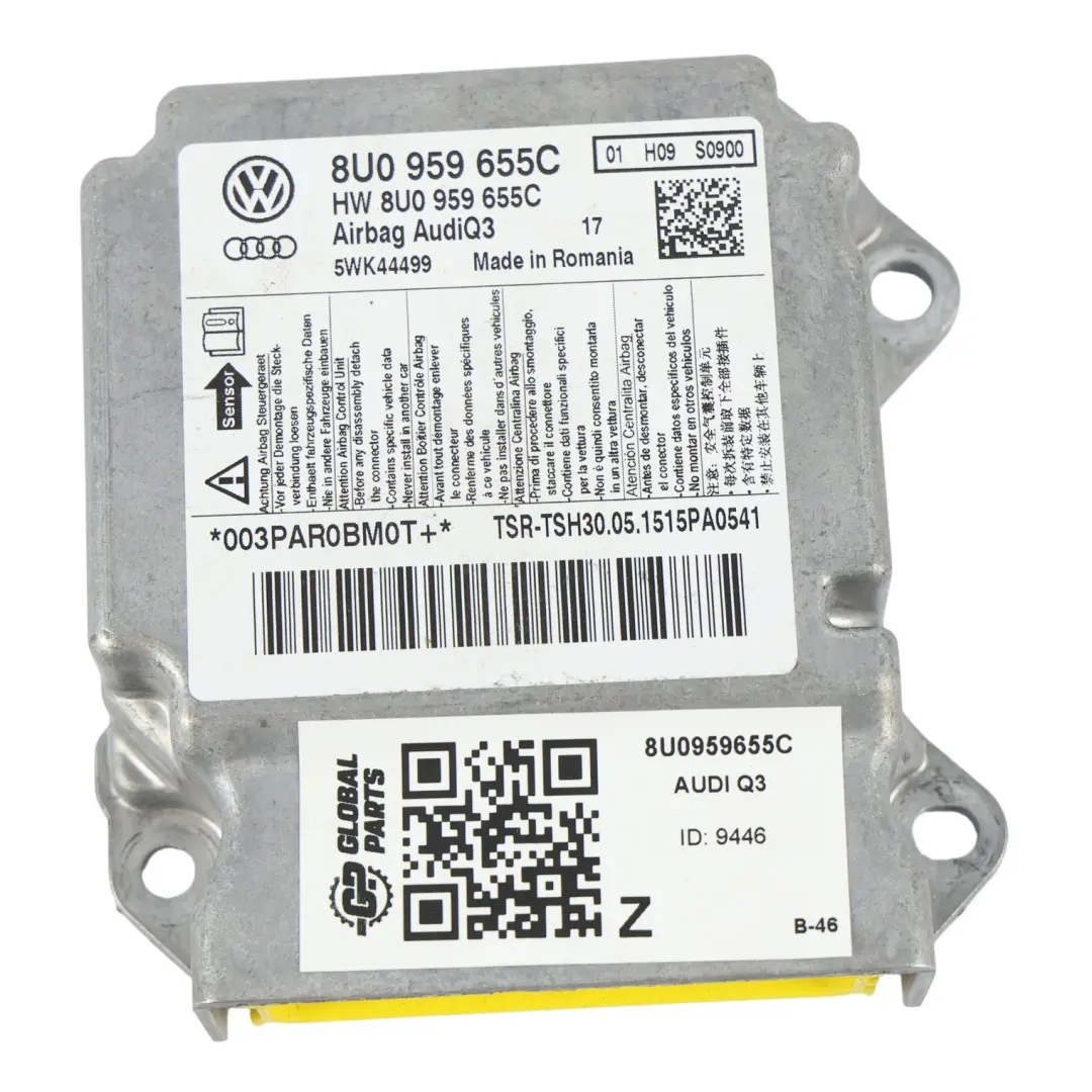 Moduł Sterownik Poduszek Powietrznych do Audi Q3 8U o numerze 8U0959655C Audi Q3 8U Moduł Sterownik Poduszek Powietrznych - SKU 8U0959655C - Numer Części 8U0959655C