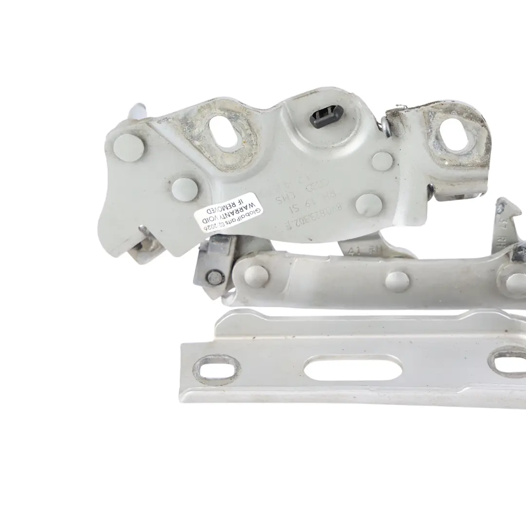 Cerniera Cofano Anteriore Destro Ice Silver - X7W per Audi A3 8V con numero di parte 8V0823302F Audi A3 8V Cerniera Cofano Anteriore Destro Ice Silver - X7W - SKU 8V0823302F-ICS - Numero di parte 8V0823302F