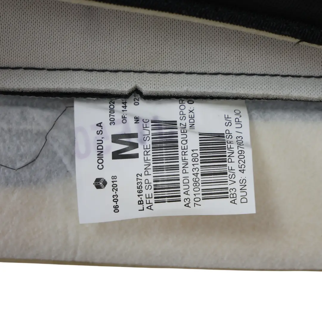 Funda Cojín Asiento Delantero Izquierdo Cuero/Lienzo para Audi A3 S3 8V con número de pieza 8V0881405AR Audi A3 S3 8V Funda Cojín Asiento Delantero Izquierdo Cuero/Lienzo - SKU 8V0881405AR - Número de pieza 8V0881405AR