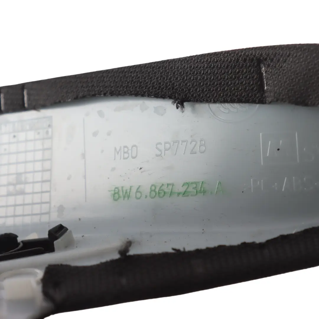 A-Pillar Trim Cover Strip Moulding Soul Black Right O/S to Audi S5 F5 with Part number 8W6867234A Audi S5 F5 A-Pillar Trim Cover Strip Moulding Soul Black Right O/S - SKU 8W6867234A - Part number 8W6867234A