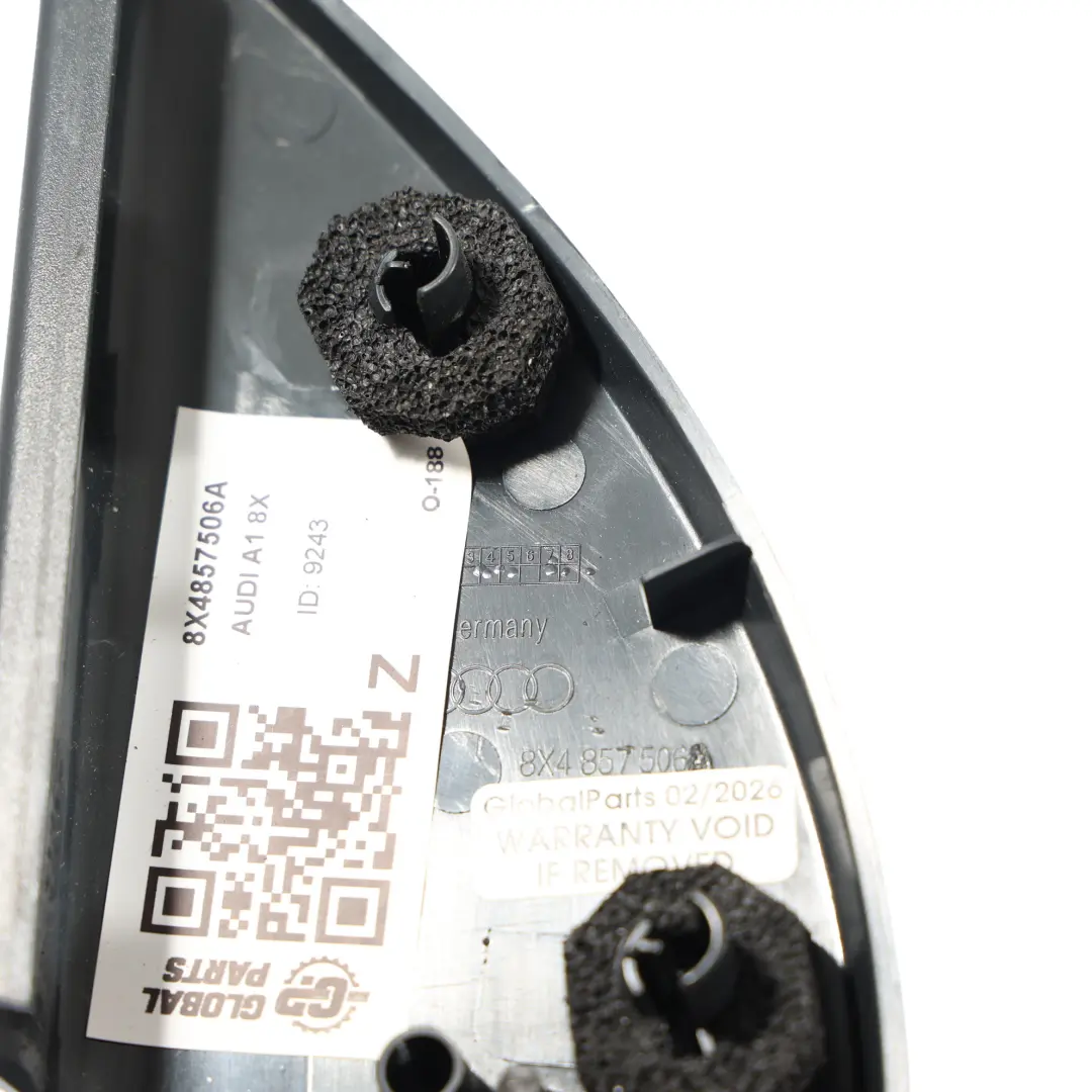Audi A1 8X Front Mirror Corner Trim Molding Cover Black Right O/S - SKU 8X4857506A - Part number 8X4857506A