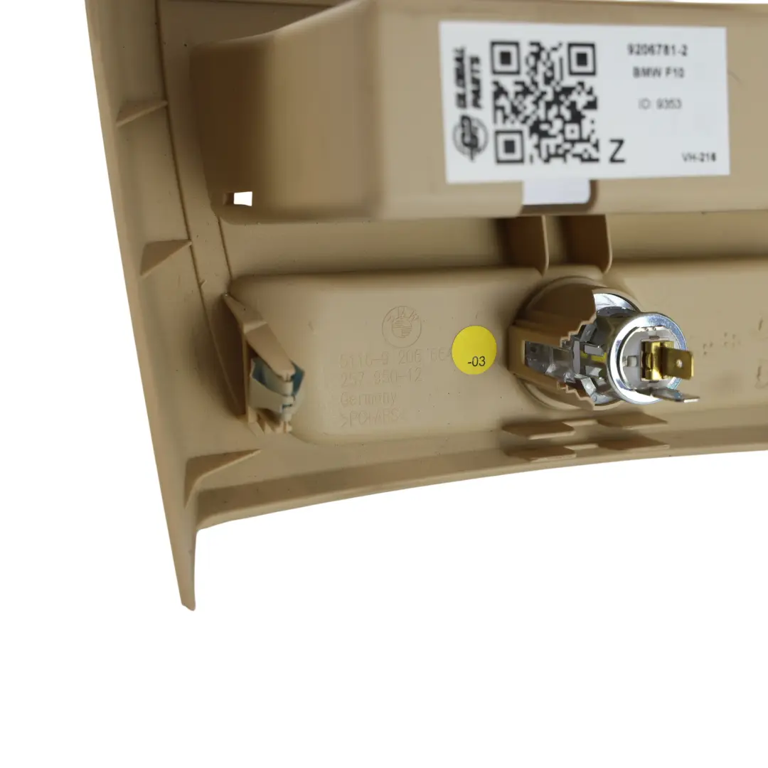 BMW F10 F11 LCI Consola Central Trasera Cubierta Panel Beige 9206664 - SKU 9206781-2 - Número de pieza 9206781