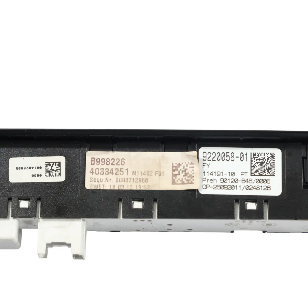 BMW F01 F02 F03 F07 Pannello Interruttore Controllo Deviazione Corsia - SKU 9220058 - Numero di parte 9220058