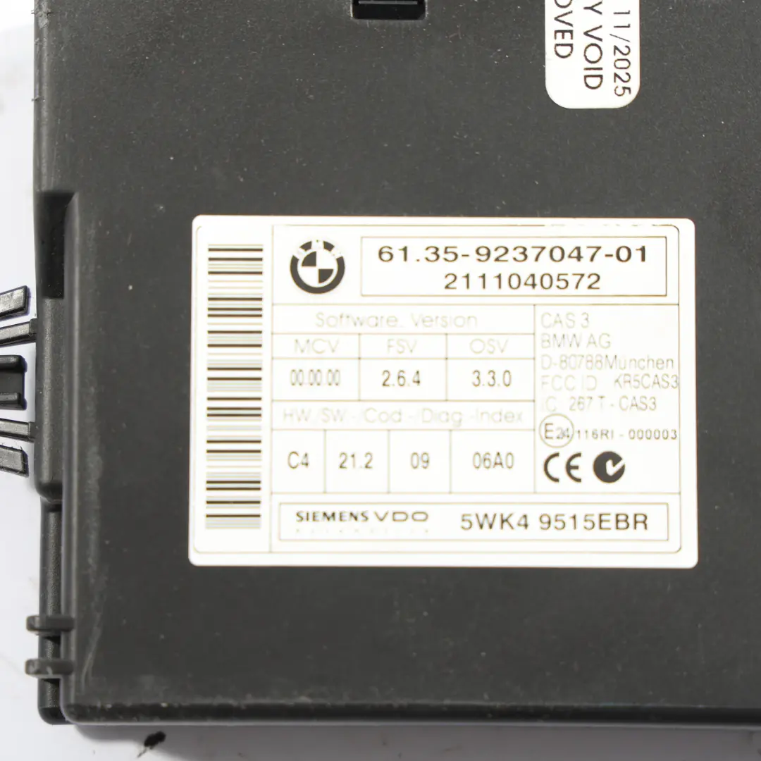 CAS 3 Unité de contrôle ECU Module de lecture des clés pour BMW E60 E87 E90 à propos du numéro de pièce 9237047 BMW E60 E87 E90 CAS 3 Unité de contrôle ECU Module de lecture des clés - SKU 9237047-1 - Numéro de pièce 9237047