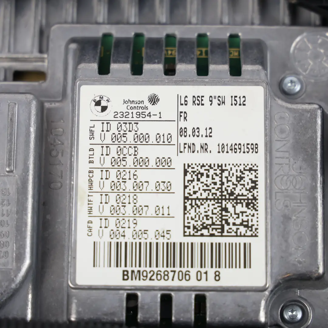 BMW F01 F02 F04 F10 Monitor Trasero Izquierda Derecha 9,2" Negro - SKU 9268706 - Número de pieza 9268706