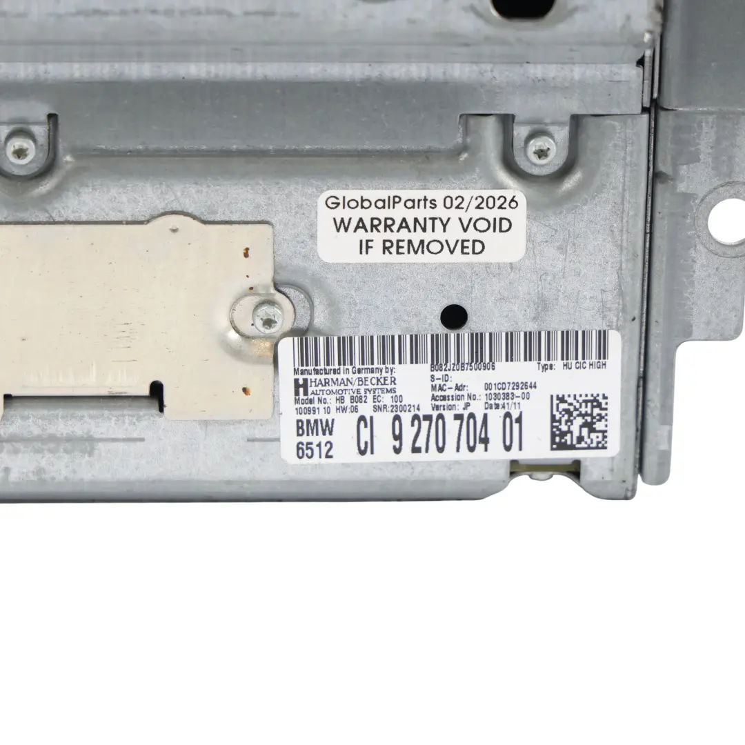 BMW F20 F21 F30 F31 Reproductor Multimedia Radio Navegador GPS - SKU 9270704 - Número de pieza 9270704