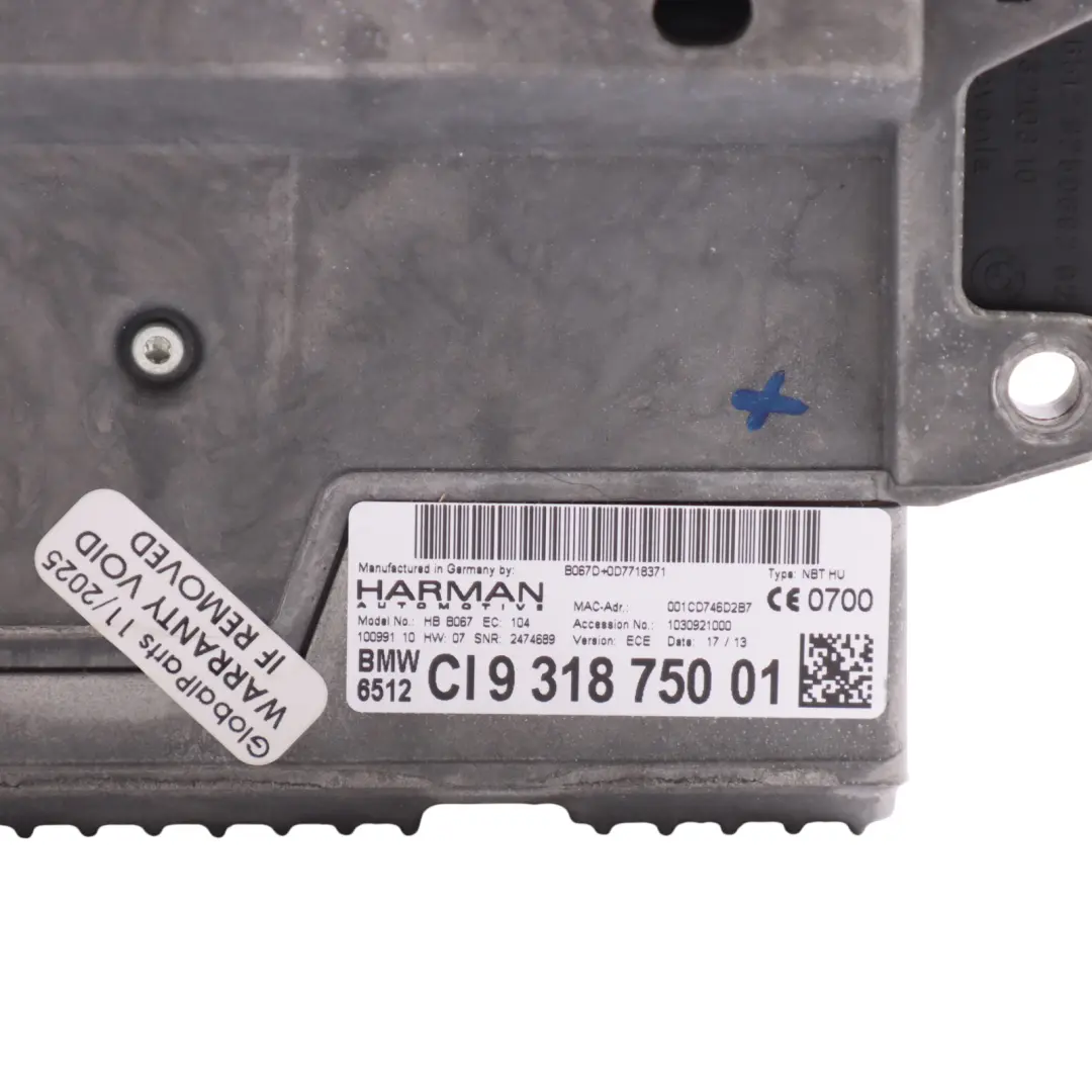 Navigation Module BMW F10 F20 F22 F30 F32 Sat Nav DAB Head Unit High to with Part number 9318750 Navigation Module BMW F10 F20 F22 F30 F32 Sat Nav DAB Head Unit High - SKU 9318750-1 - Part number 9318750