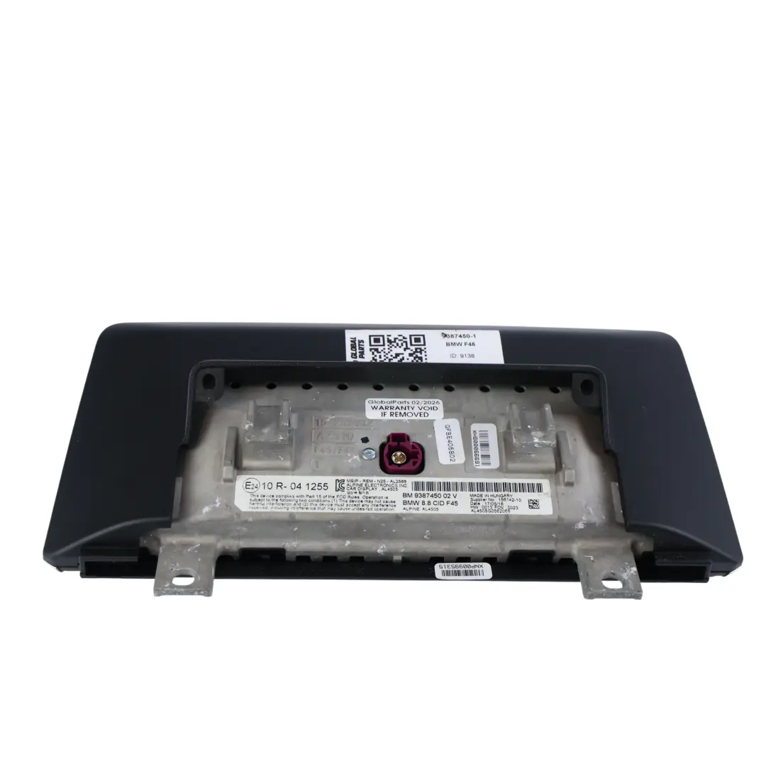 Monitor Pokładowy Centralny Wyświetlacz Nawigacja do BMW F45 F46 o numerze 9387450 BMW F45 F46 Monitor Pokładowy Centralny Wyświetlacz Nawigacja - SKU 9387450-1 - Numer Części 9387450