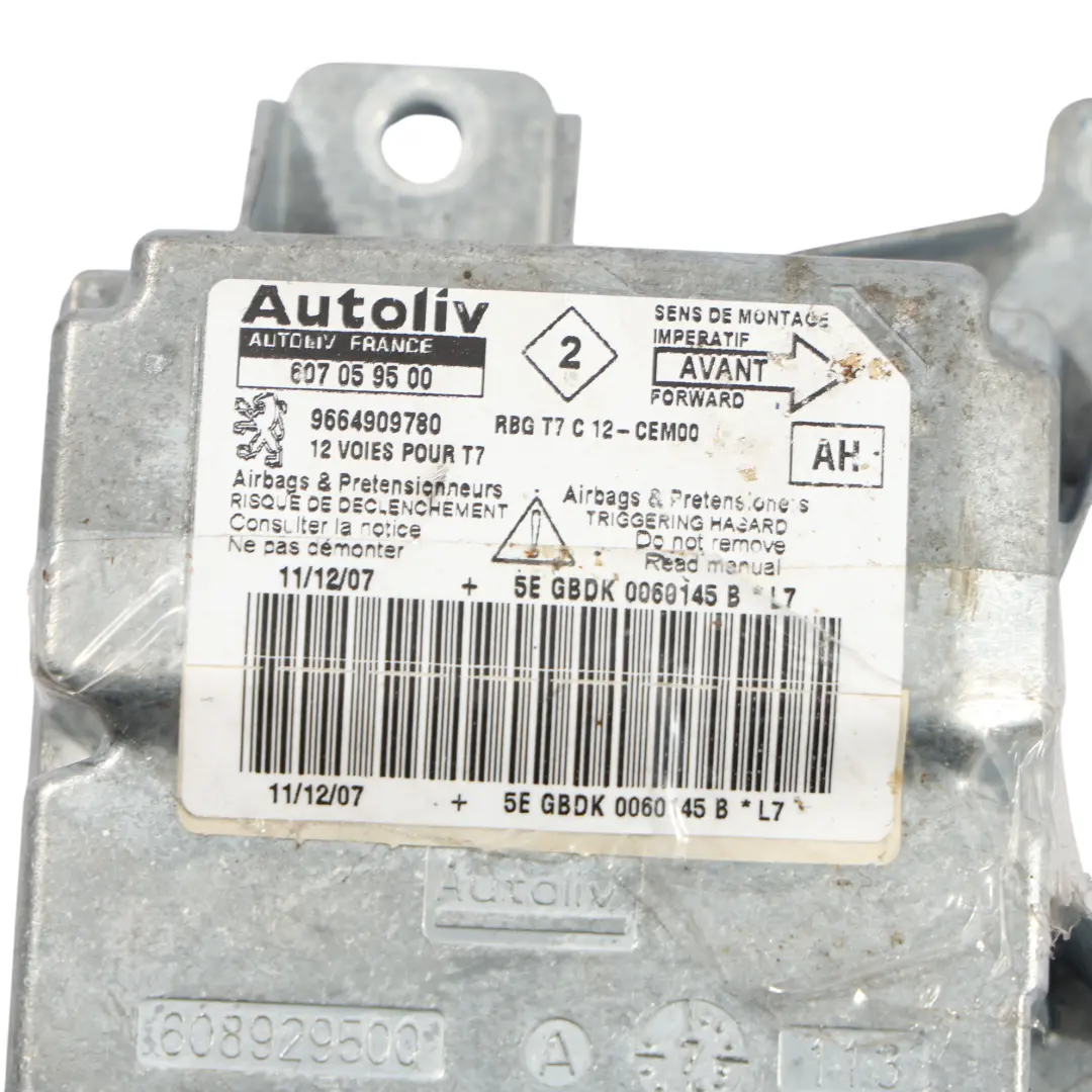 Peugeot 308 T7 Air Bag Control Module ECU Crash Data Control Unit - SKU 9664909780 - Part number 9664909780