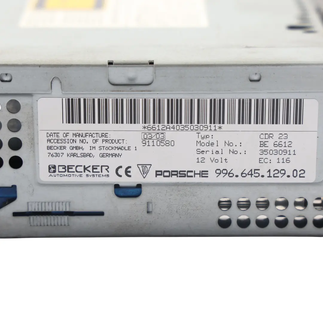 Porsche Carrera 996 Radio Audio CDR-23 Becker - SKU 99664512902 - Numéro de pièce 99664512902