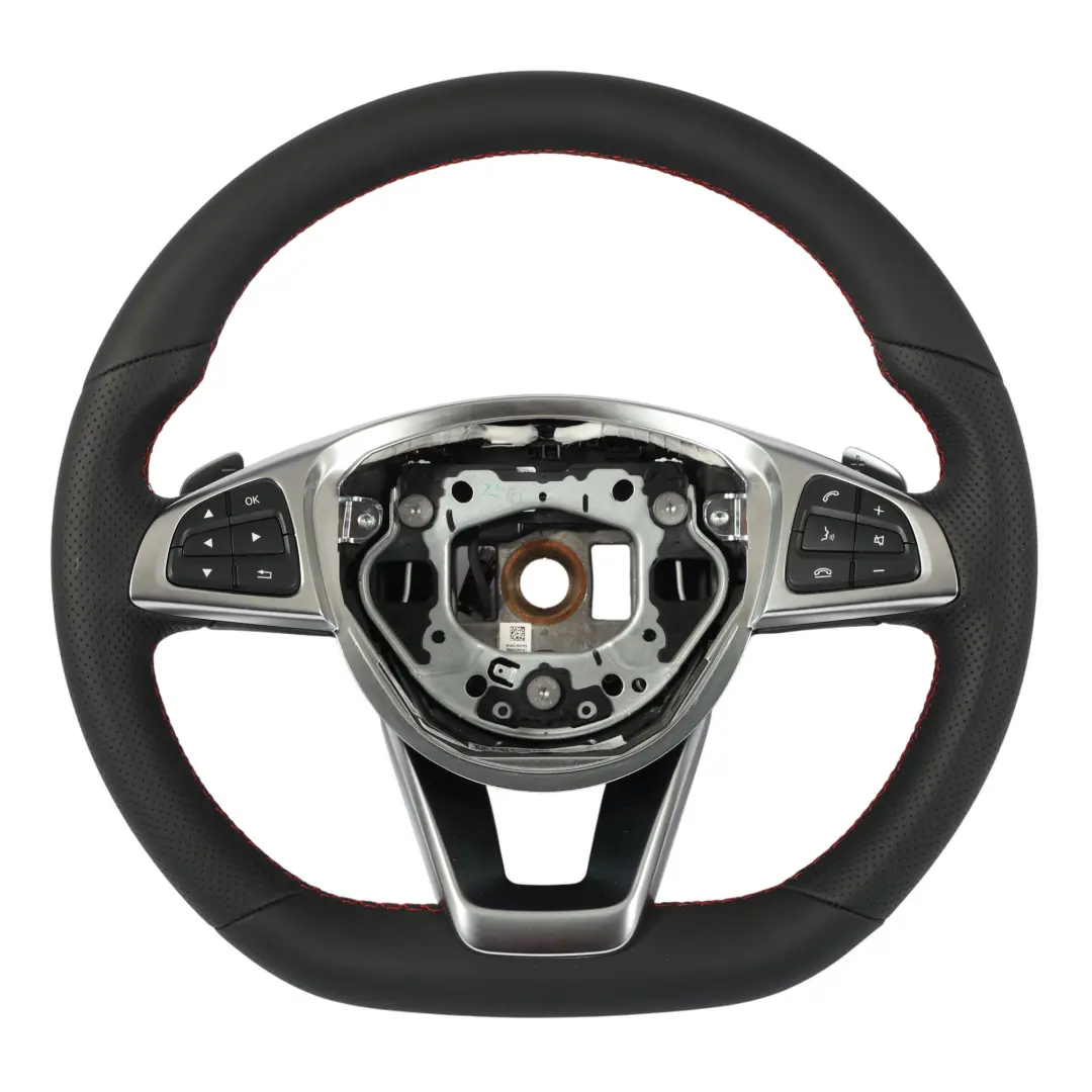 Nuovo Nero Pelle Fondo Piatto per Mercedes X156 C117 Volante con numero di parte A0004606312 Mercedes X156 C117 Volante Nuovo Nero Pelle Fondo Piatto - SKU A0004606312-1 - Numero di parte A0004606312