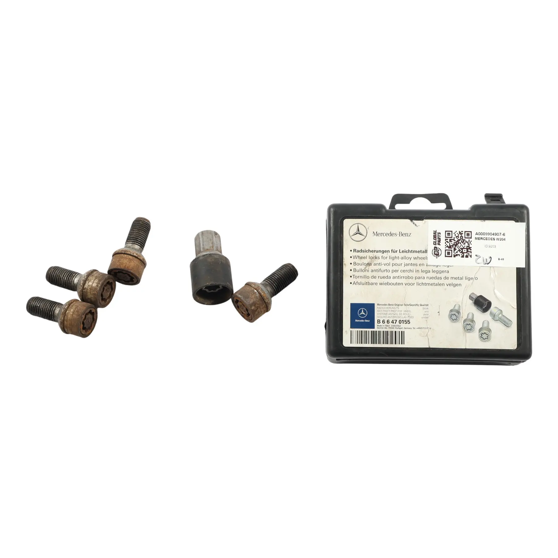 Mercedes W169 W204 W211 Pernos Rueda Trasera Delantera Caja Set B66470155