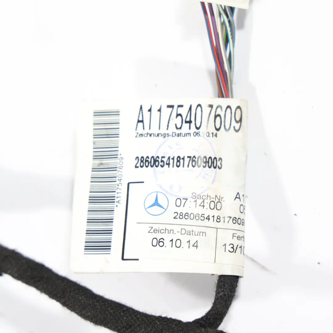 Mercedes C117 Door Wiring Harness Anti-Theft Rear Left Right N/O/S - SKU RHD-A1175407609 - Part number A1175407609