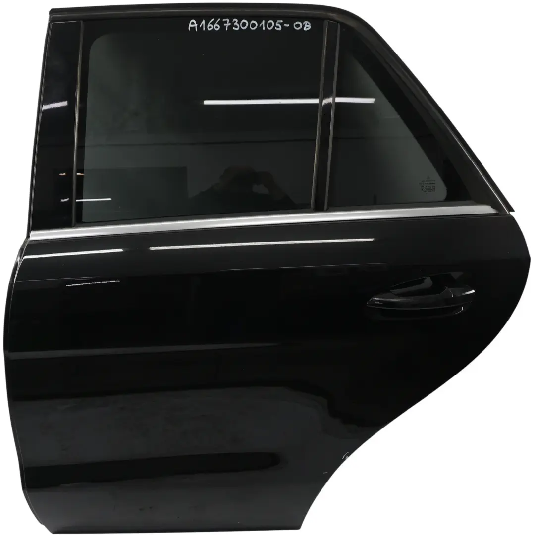 Door Rear Left N/S Obsidian Black Metallic - 197 to Mercedes ML W166 with Part number A1667300105 Mercedes ML W166 Door Rear Left N/S Obsidian Black Metallic - 197 - SKU A1667300105-OB - Part number A1667300105