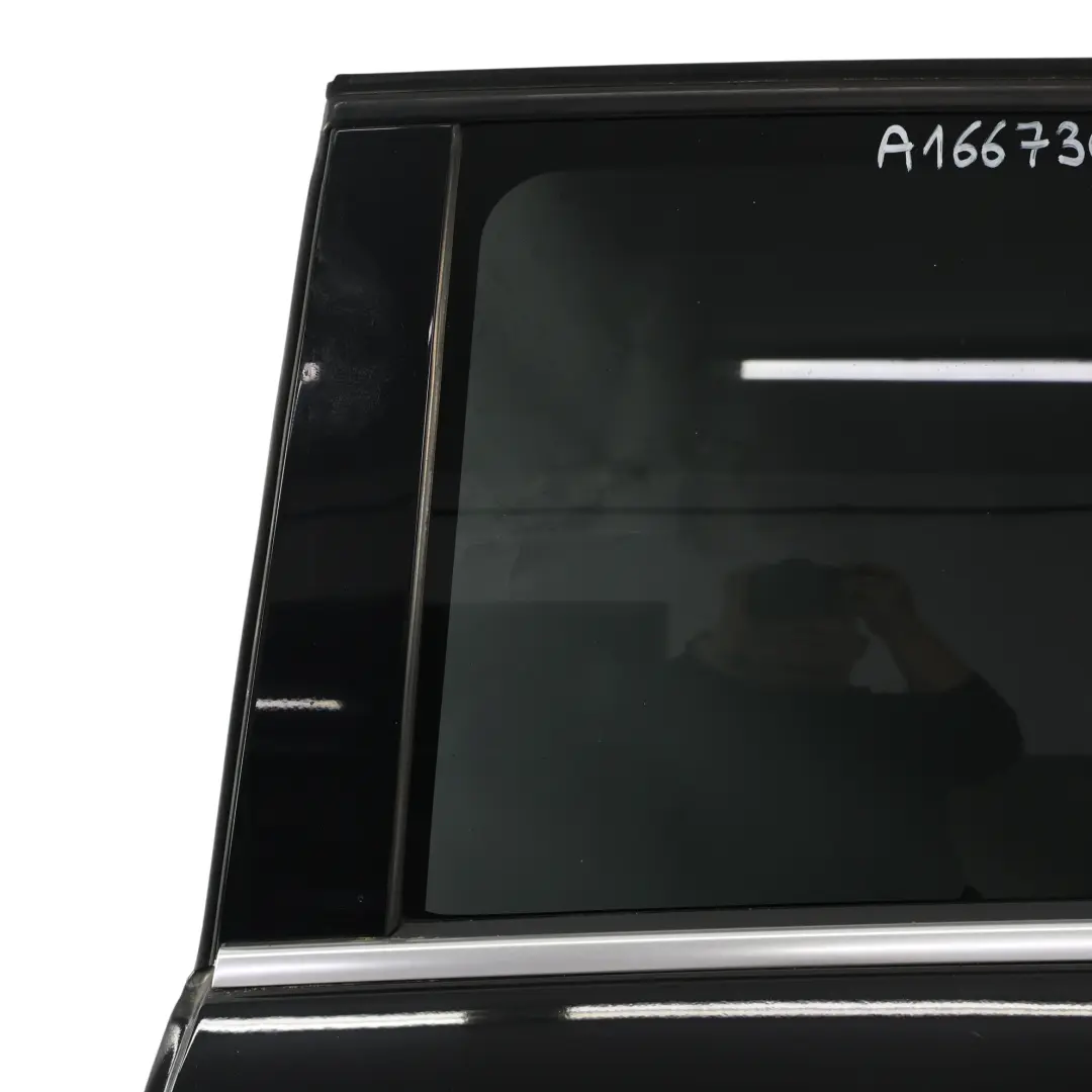 Door Rear Left N/S Obsidian Black Metallic - 197 to Mercedes ML W166 with Part number A1667300105 Mercedes ML W166 Door Rear Left N/S Obsidian Black Metallic - 197 - SKU A1667300105-OB - Part number A1667300105