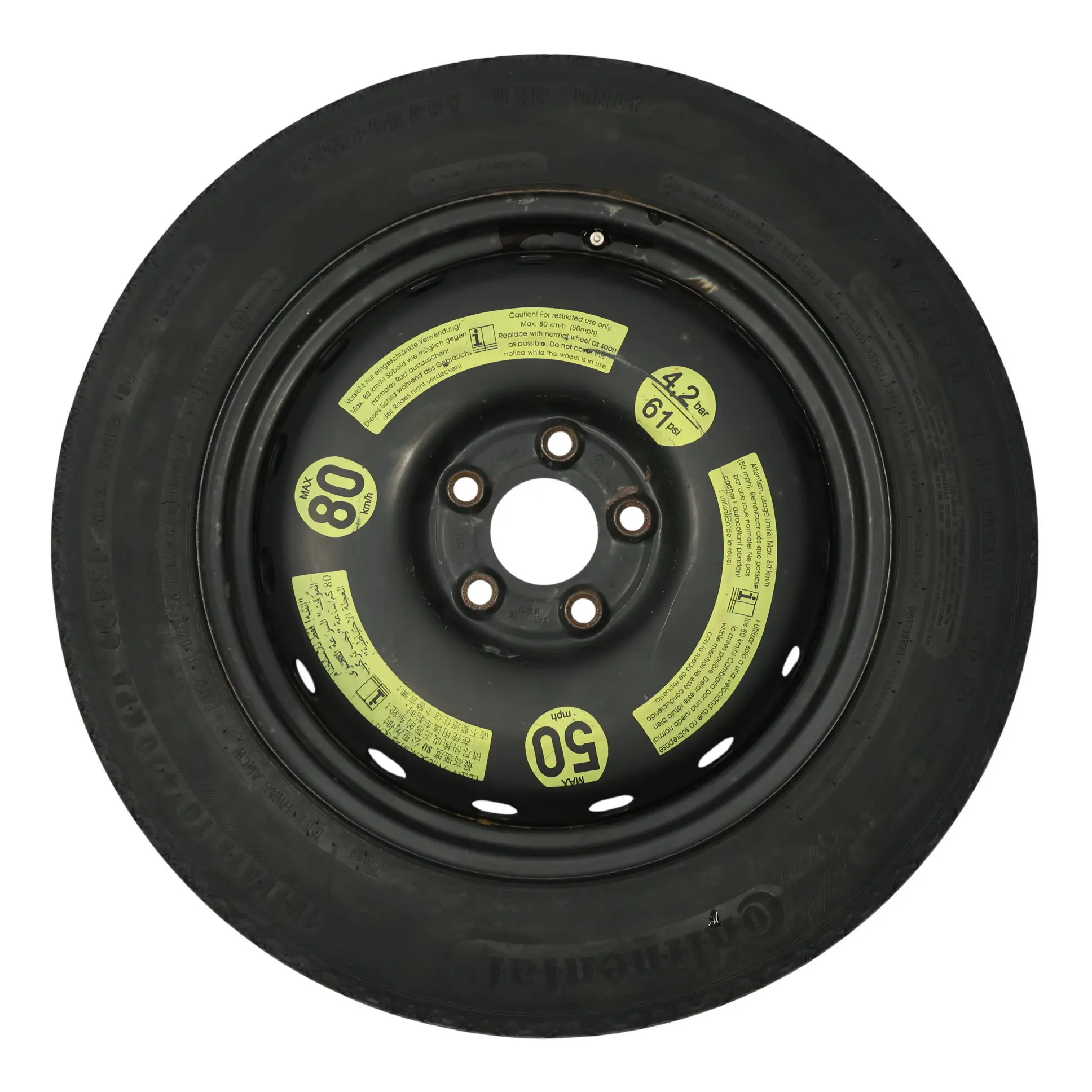 Mercedes W169 W245 Kompakt Ersatzrad Stahl R16 Reifen 125/90 A1694000802