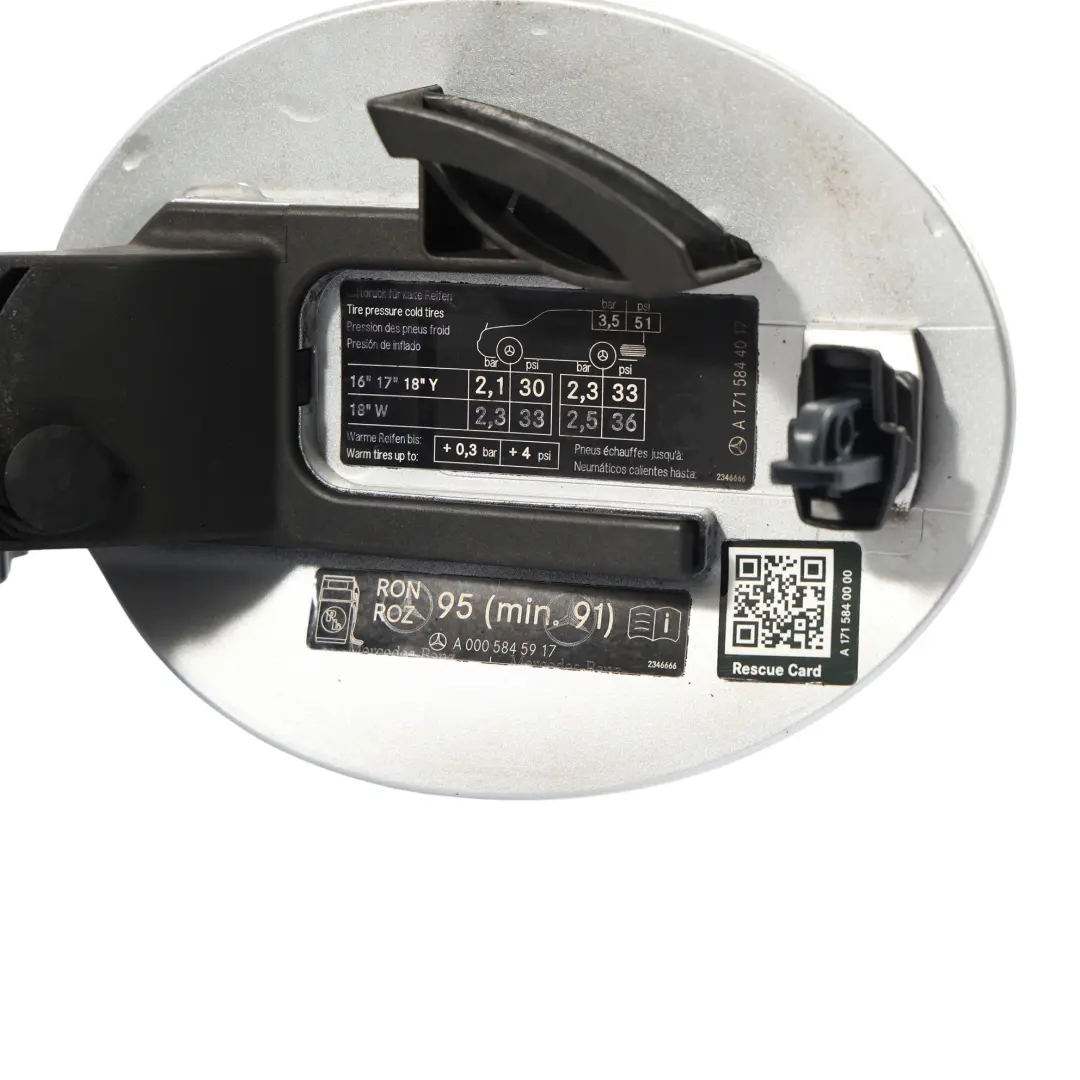 Couvercle Réservoir Carburant Trappe Remplissage Argent - 775 pour Mercedes SLK R171 à propos du numéro de pièce A1716300167 Mercedes SLK R171 Couvercle Réservoir Carburant Trappe Remplissage Argent - 775 - SKU A1716300167-IRS - Numéro de pièce A1716300167