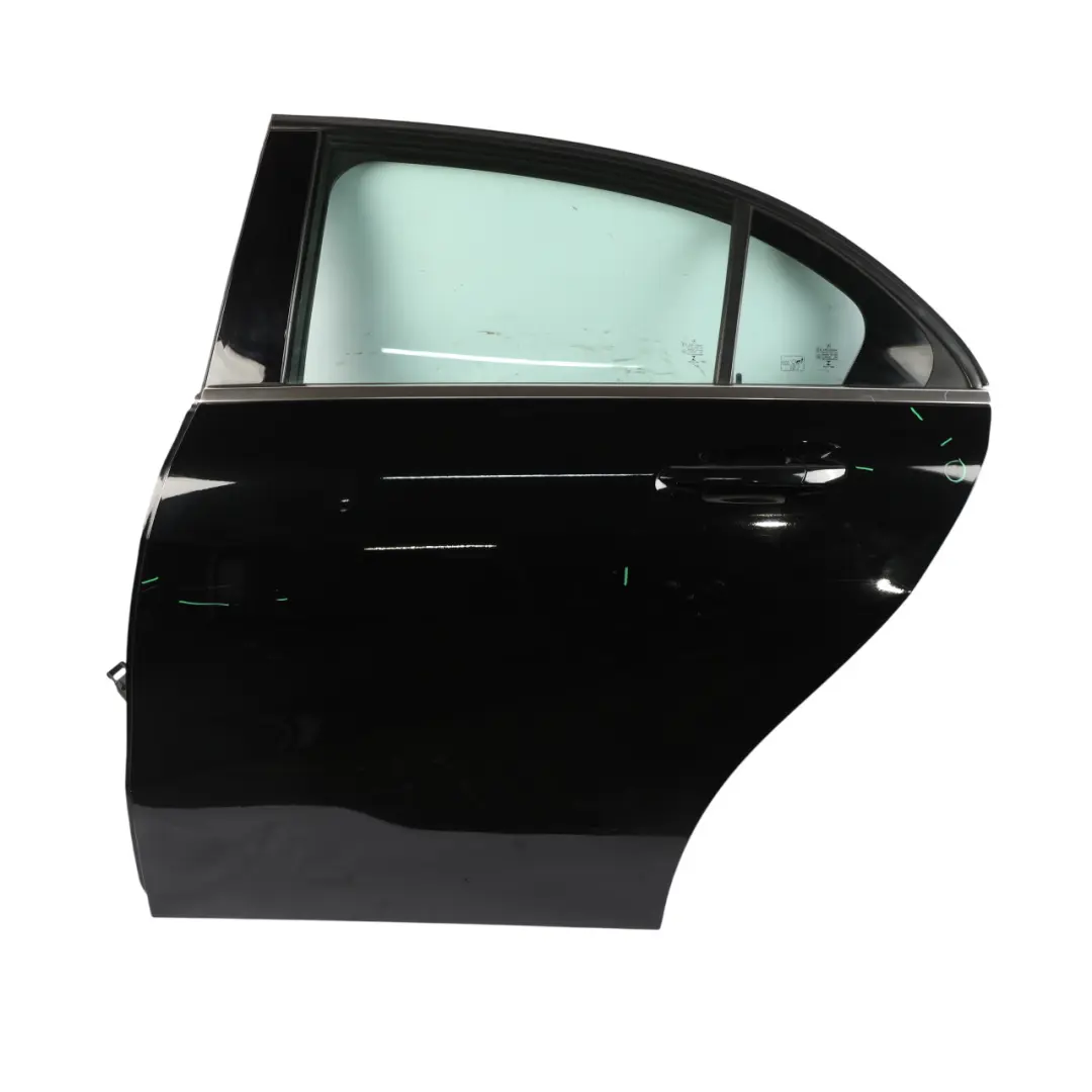 Door Rear Left N/S A-Class Kosmos Cosmic Black Metallic - 191 to Mercedes W176 with Part number A1767300105 Mercedes W176 Door Rear Left N/S A-Class Kosmos Cosmic Black Metallic - 191 - SKU A1767300105-KB - Part number A1767300105
