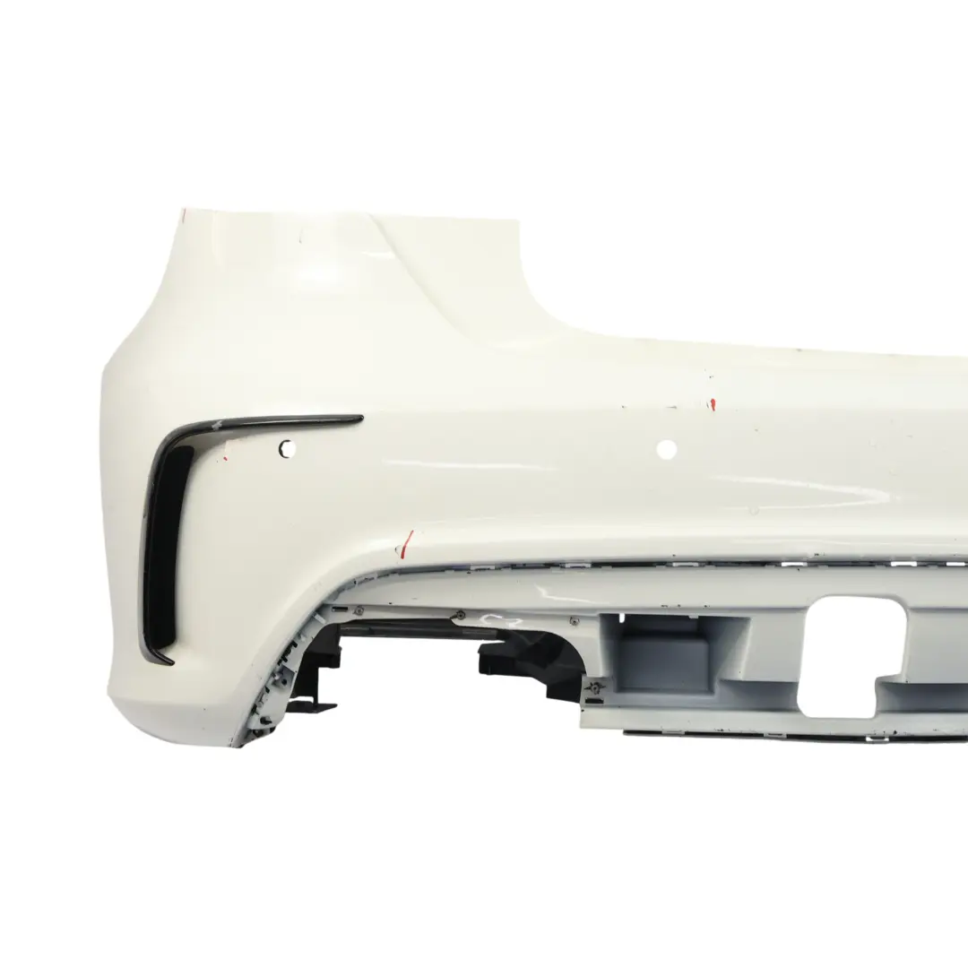 Bumper Cover Trim Panel AMG Calcite White - 650 to Mercedes W176 Rear with Part number A1768805840 Mercedes W176 Rear Bumper Cover Trim Panel AMG Calcite White - 650 - SKU A1768805840-CW - Part number A1768805840