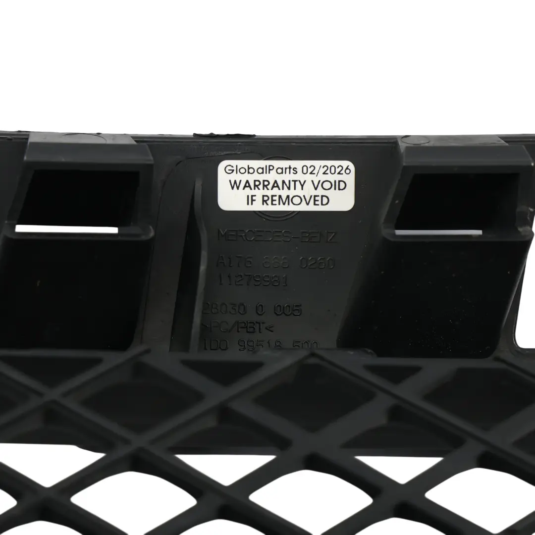 Radiator Grille Front Hood Bonnet Beam Panel Kosmos Black - 191 to Mercedes W176 with Part number A1768880260 Mercedes W176 Radiator Grille Front Hood Bonnet Beam Panel Kosmos Black - 191 - SKU A1768880260-KB - Part number A1768880260