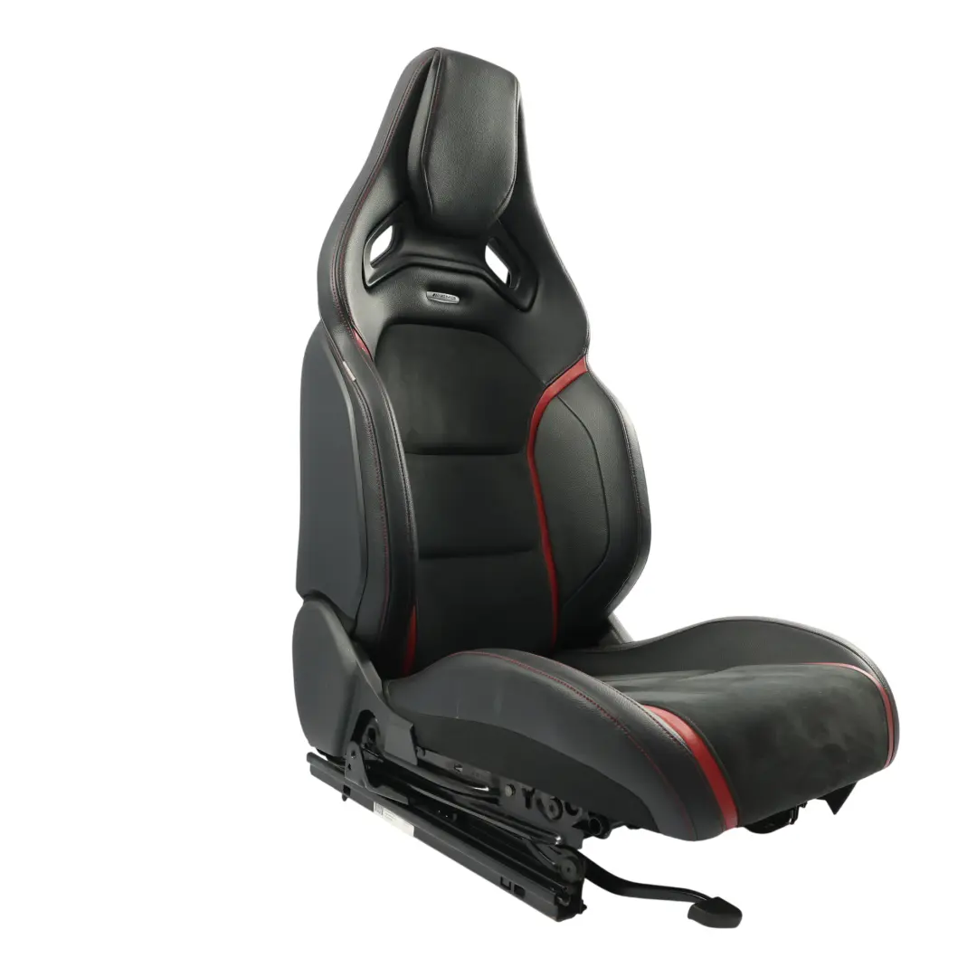 Asiento Delantero AMG Performance Cuero Negro Rojo Izquierdo para Mercedes W176 con número de pieza A1769103602 Mercedes W176 Asiento Delantero AMG Performance Cuero Negro Rojo Izquierdo - SKU A1769103602-1 - Número de pieza A1769103602