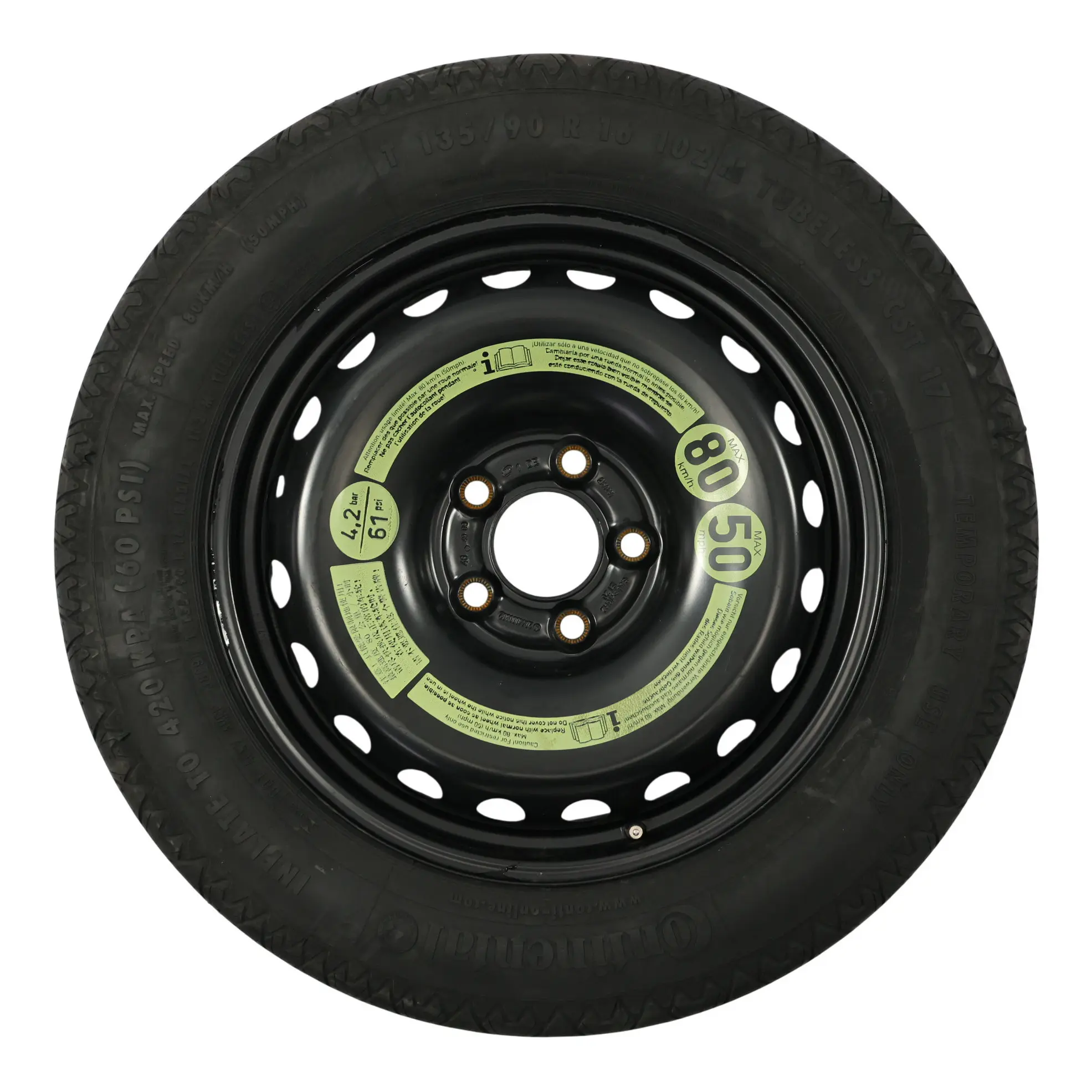 Mercedes W204 S204 Roue Secours Pneu Acier Continental R16 135/90 A2044000302