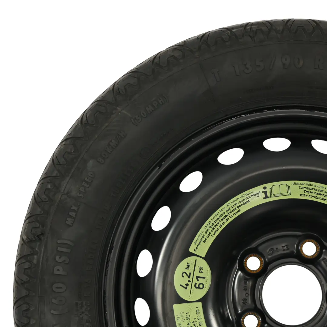 Roue Secours Pneu Acier Continental R16 135/90 pour Mercedes W204 S204 à propos du numéro de pièce A2044000302 Mercedes W204 S204 Roue Secours Pneu Acier Continental R16 135/90 - SKU A2044000302-4 - Numéro de pièce A2044000302