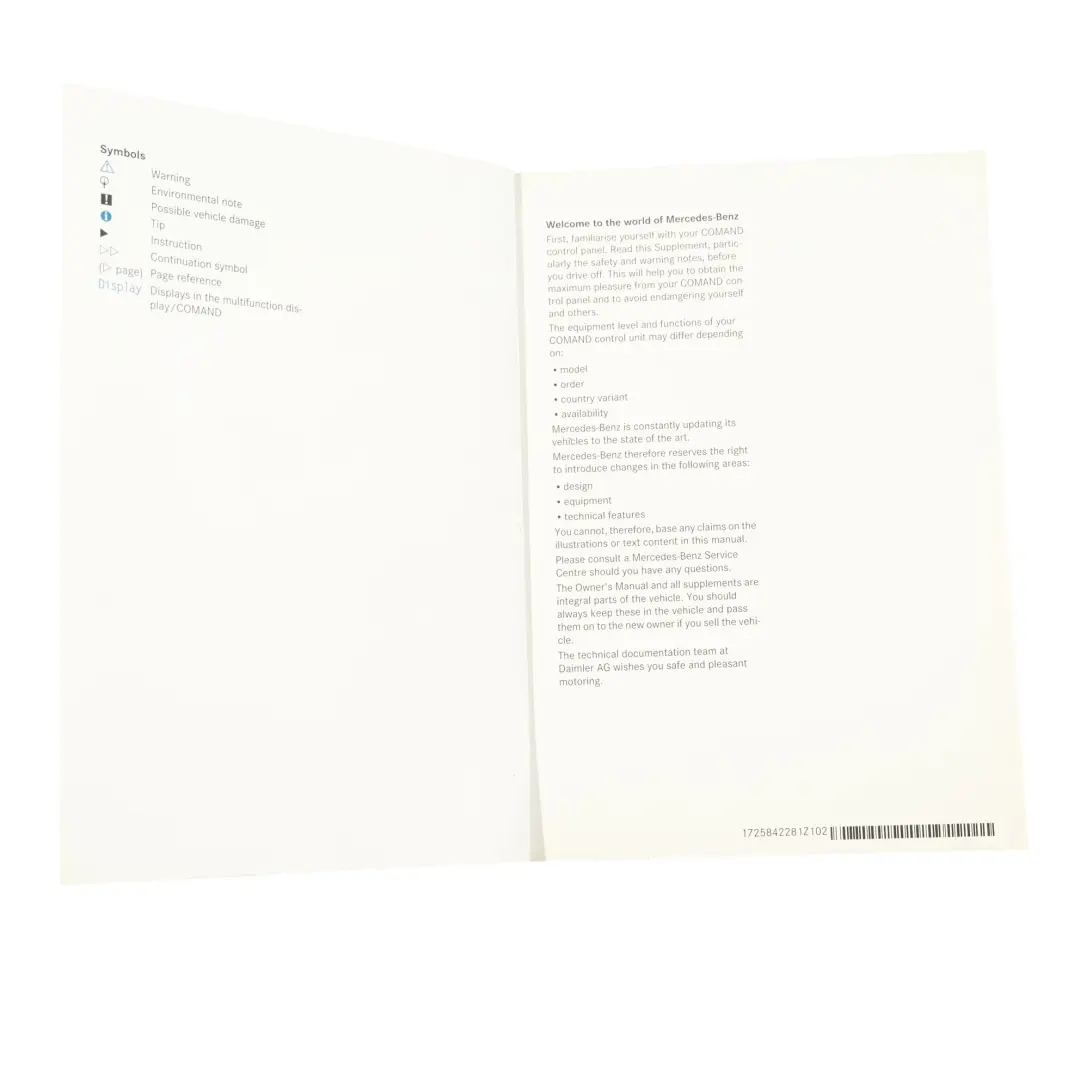 Mercedes W204 Besitzer Handbuch Anweisungen Booklet Pouch Case Wallet Set - SKU A2045843283 - Teilenummer A2045843283