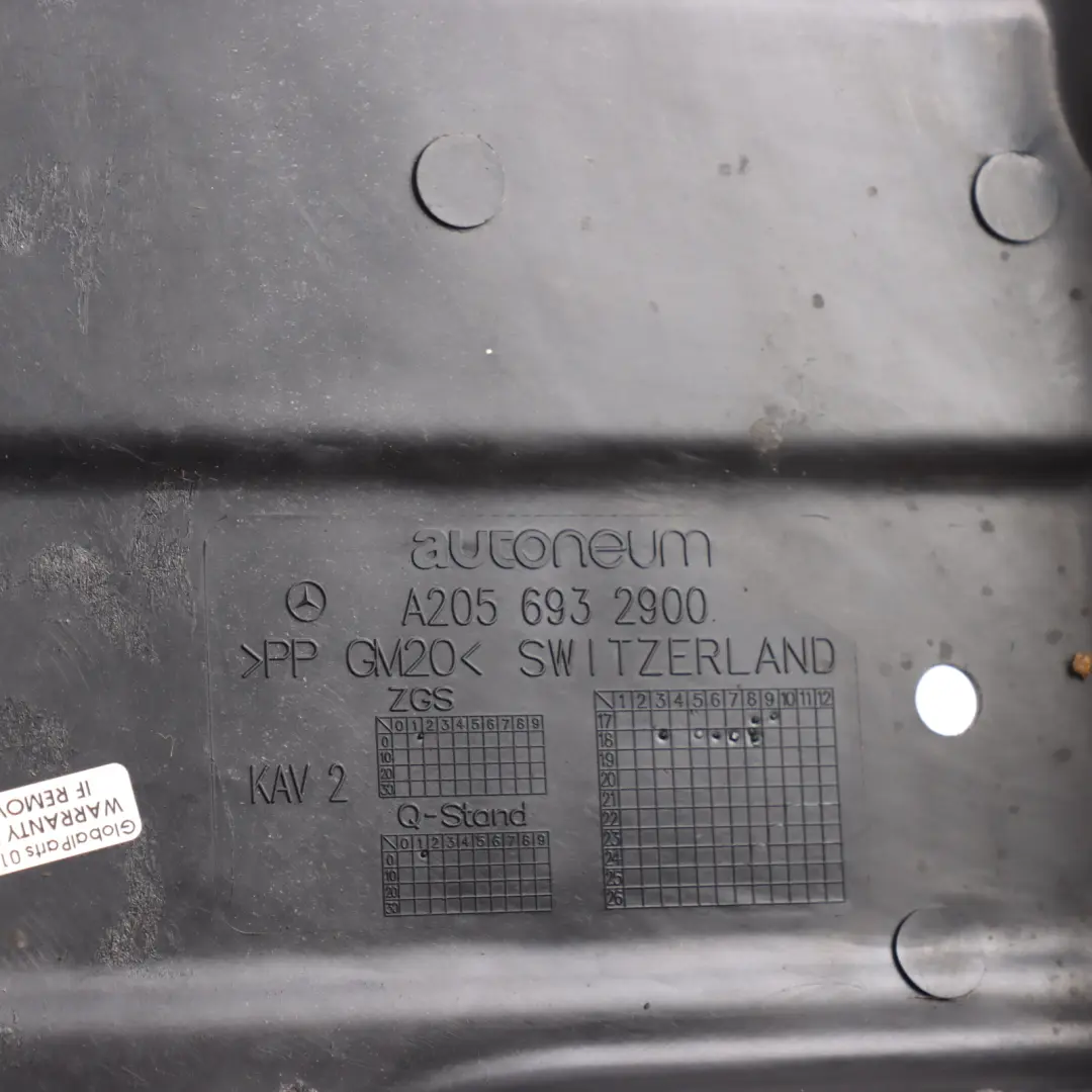 Mercedes C205 Rear Underbody Floor Trim Cover Panel Splash Guard - SKU A2056932900 - Part number A2056932900