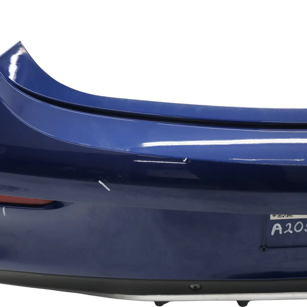 Bumper Trim Panel Covering AMG Brilliant Blue - 896 to Mercedes A205 C205 Rear with Part number A2058802206 Mercedes A205 C205 Rear Bumper Trim Panel Covering AMG Brilliant Blue - 896 - SKU A2058802206-BRB - Part number A2058802206