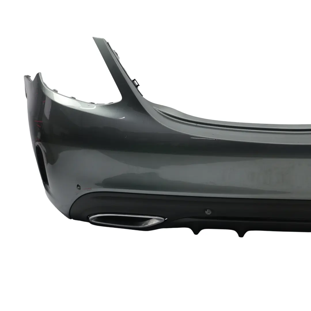 Bumper Trim Panel AMG Selenite Grey Metallic - 992 to Mercedes W205 Hybrid Rear with Part number A2058853504 Mercedes W205 Hybrid Rear Bumper Trim Panel AMG Selenite Grey Metallic - 992 - SKU A2058853504-SEL - Part number A2058853504