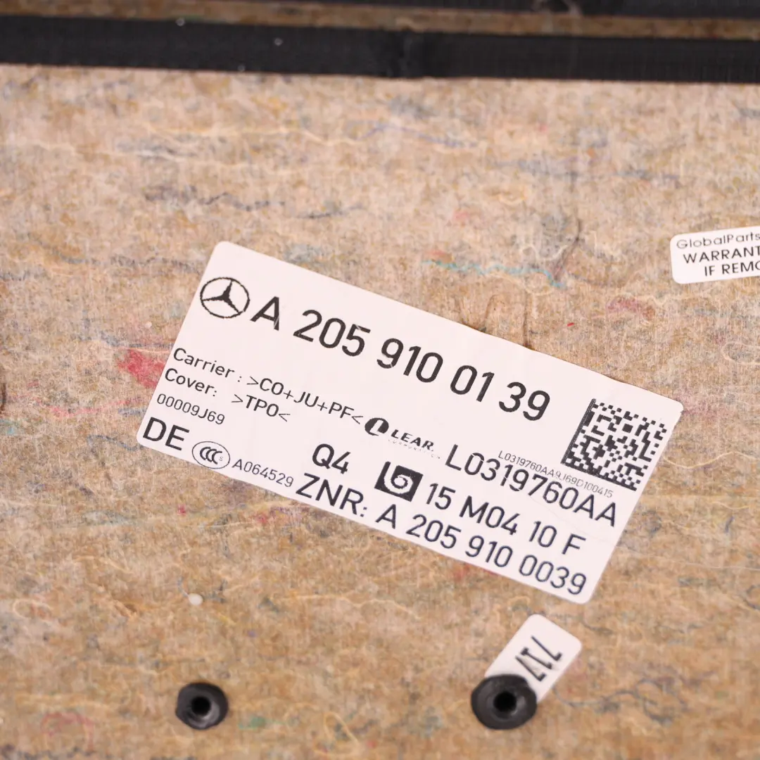 Driver Seat Backrest Frame Cover Trim Leatherette to Mercedes S205 W205 with Part number A2059100139 Mercedes S205 W205 Driver Seat Backrest Frame Cover Trim Leatherette - SKU A2059100139 - Part number A2059100139