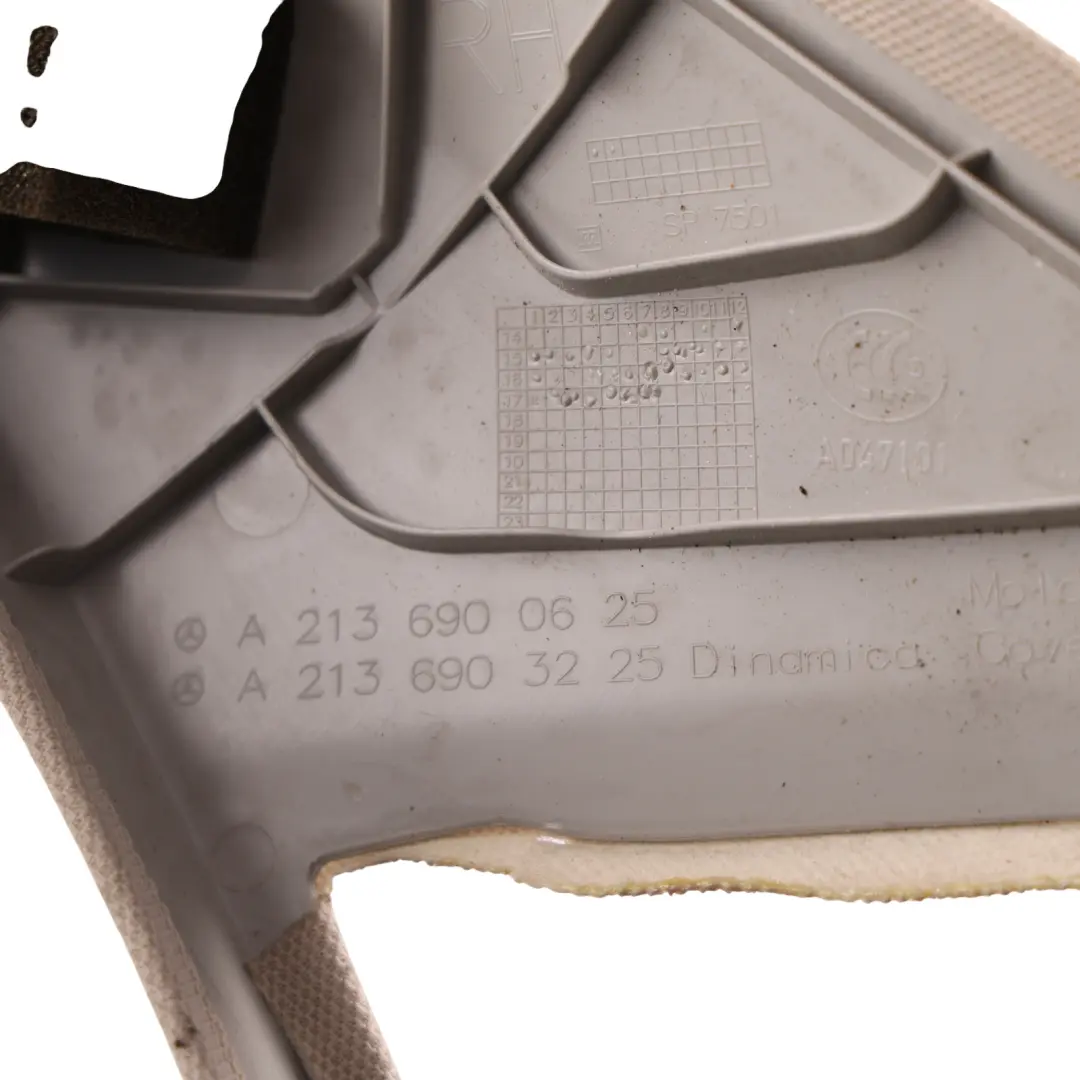 A-Pillar Column Trim Cover Panel Front Right O/S Grey to Mercedes W213 with Part number A2136900625 Mercedes W213 A-Pillar Column Trim Cover Panel Front Right O/S Grey - SKU A2136900625 - Part number A2136900625