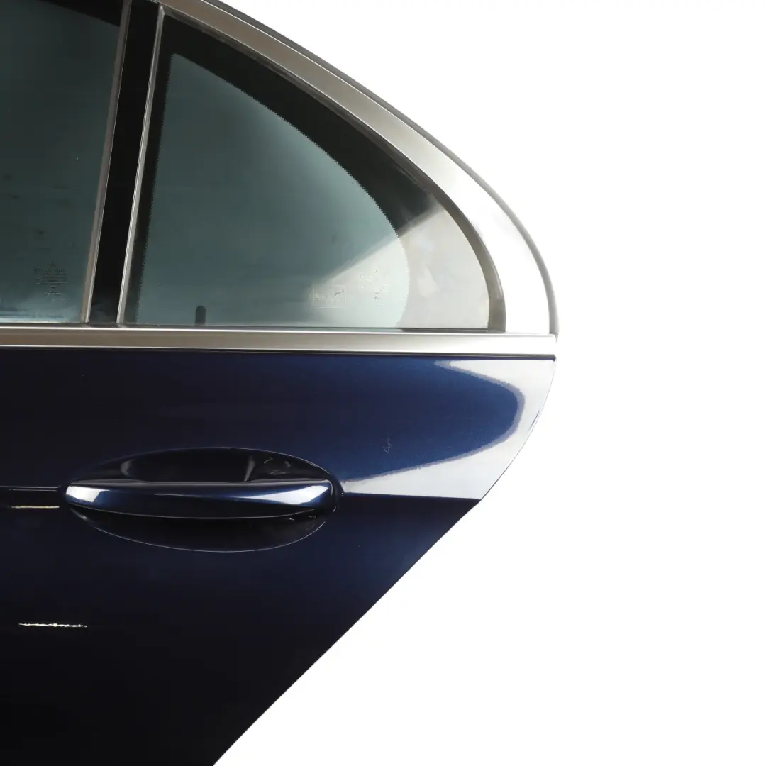 Door Rear Left N/S Cavansite Blue Metallic - 890 to Mercedes W213 Saloon with Part number A2137300105 Mercedes W213 Saloon Door Rear Left N/S Cavansite Blue Metallic - 890 - SKU A2137300105-CVB - Part number A2137300105