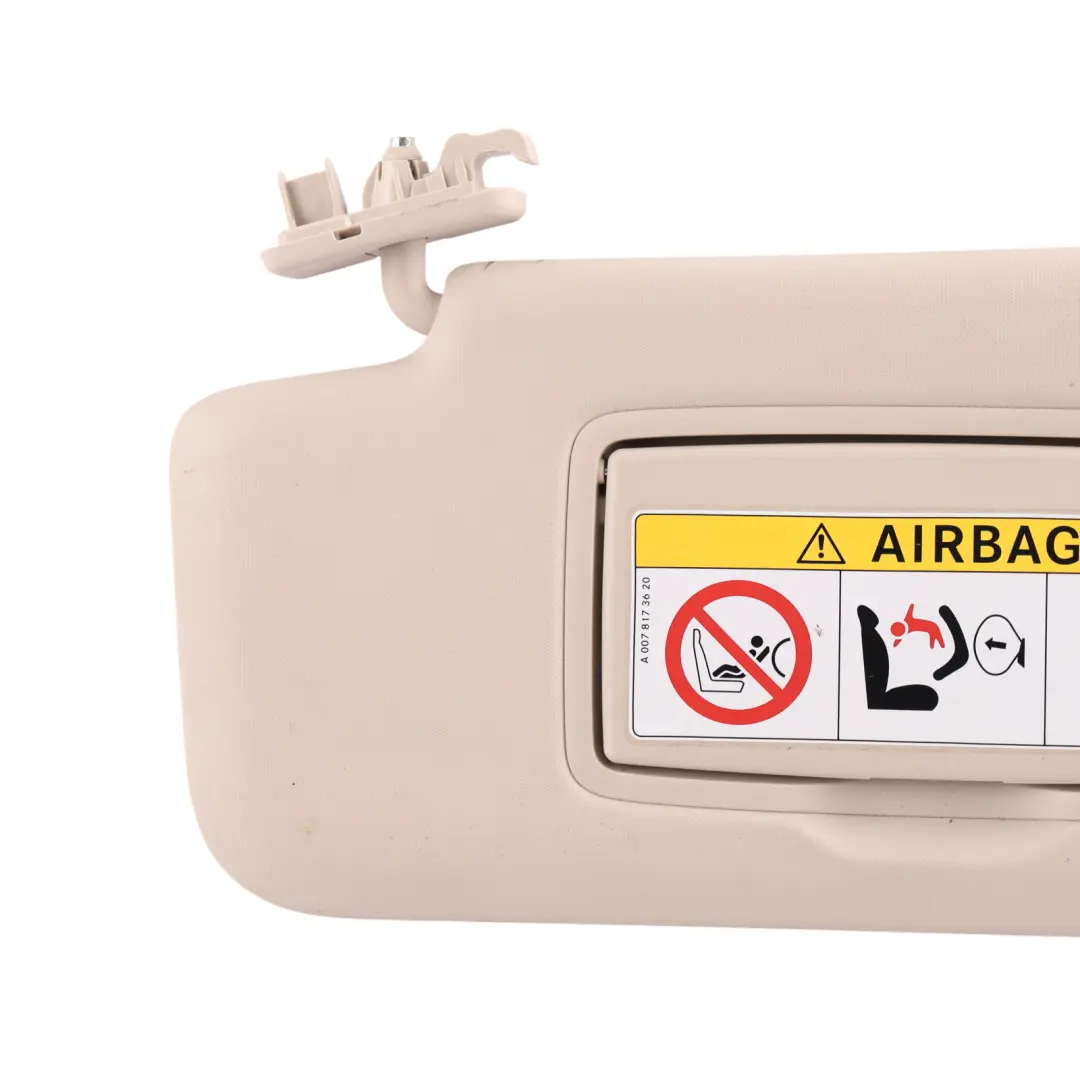 Sun Visor Cover Trim Left N/S Front Almond Beige 8U26 to Mercedes W213 with Part number A2138106101 Mercedes W213 Sun Visor Cover Trim Left N/S Front Almond Beige 8U26 - SKU A2138106101-2 - Part number A2138106101