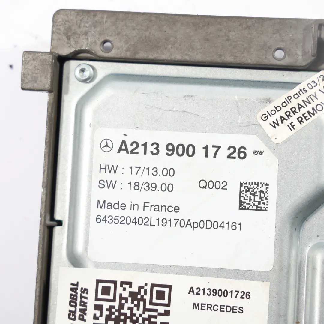 Mercedes W205 W247 W253 Module Capteur Radar Distronic - SKU A2139001726 - Numéro de pièce A2139001726