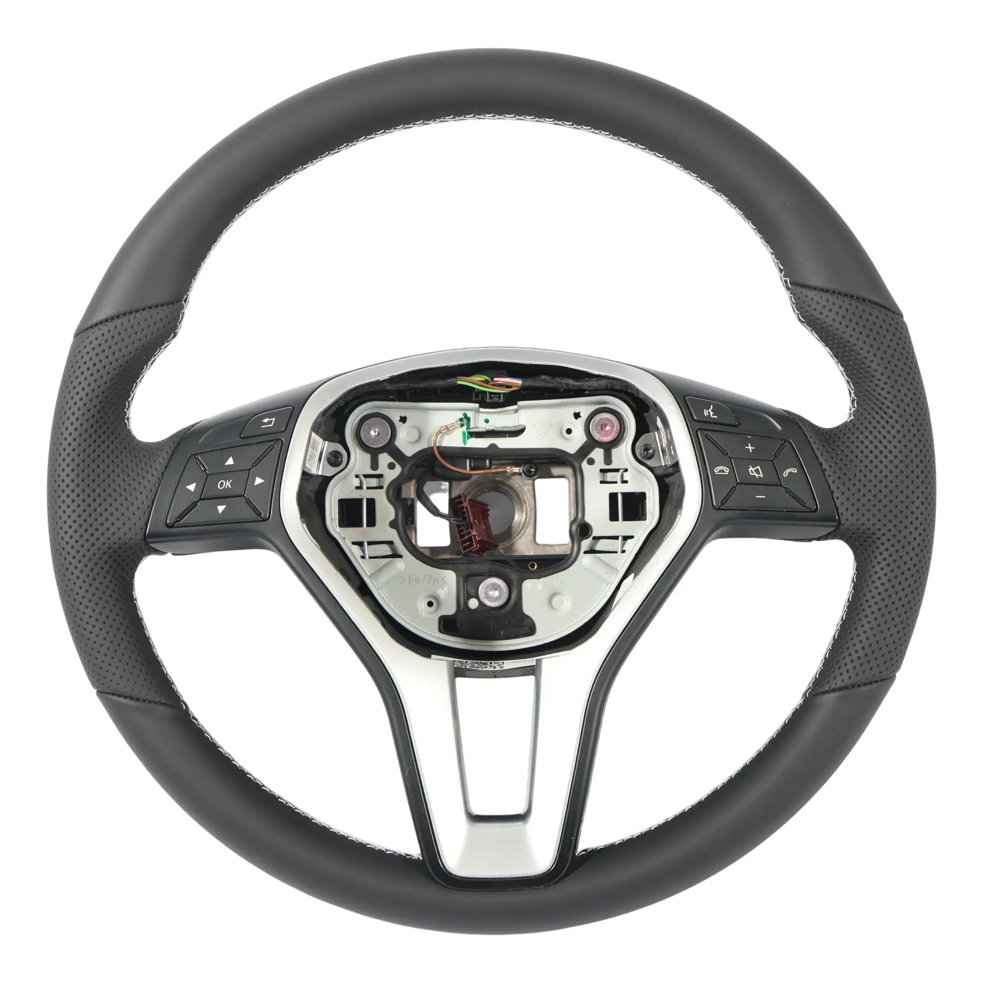 Steering Wheel Mercedes W176 W204 W246 NEW Black Leather with White Threads