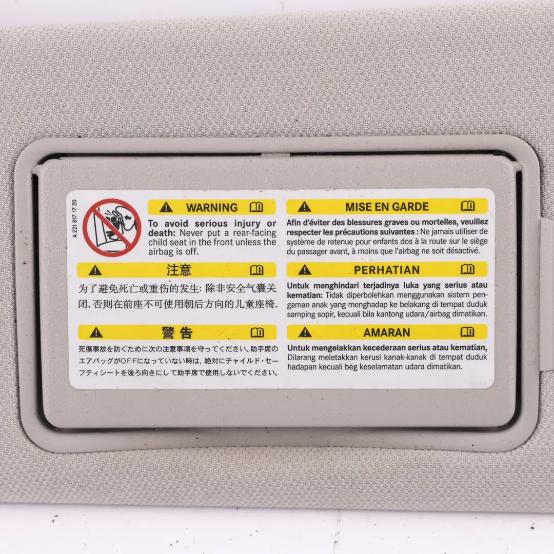 Mercedes CLS C219 Sun Visor Cover Left N/S Trim Panel Sunvisor Beige - SKU A2198100110-2 - Part number A2198100110