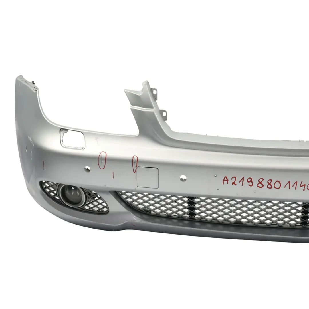 W219 Front Bumper AMG Trim Panel Cover Iridium Silver Metallic - 775 to Mercedes with Part number A2198801140 Mercedes W219 Front Bumper AMG Trim Panel Cover Iridium Silver Metallic - 775 - SKU A2198801140-IRS - Part number A2198801140