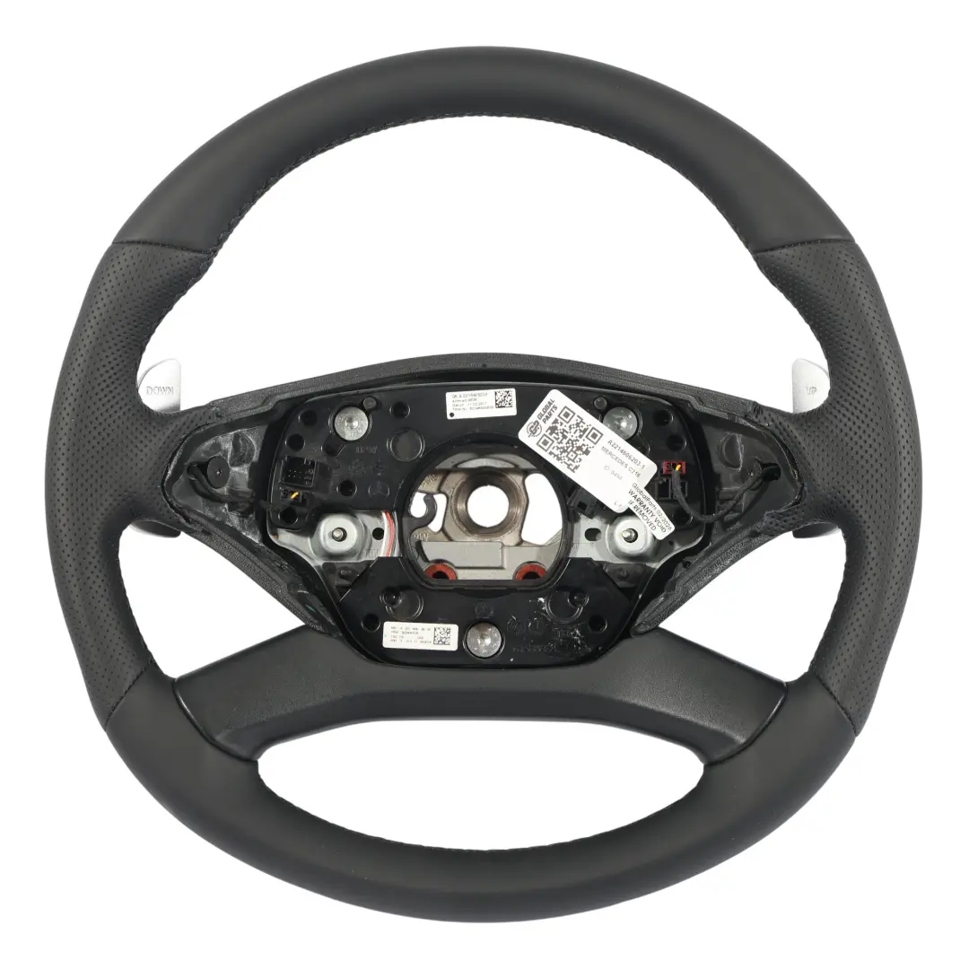 Mercedes C216 W221 Volante NUOVO In Pelle Nera Cambio al Volante - SKU A2214606203-1 - Numero di parte A2214606203