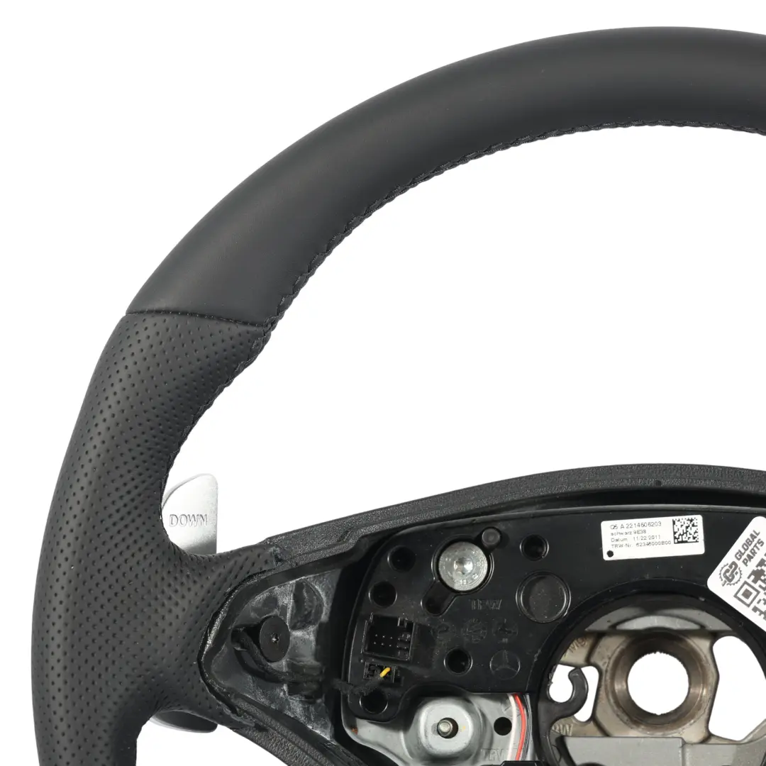 Mercedes C216 W221 Volante NUOVO In Pelle Nera Cambio al Volante - SKU A2214606203-1 - Numero di parte A2214606203