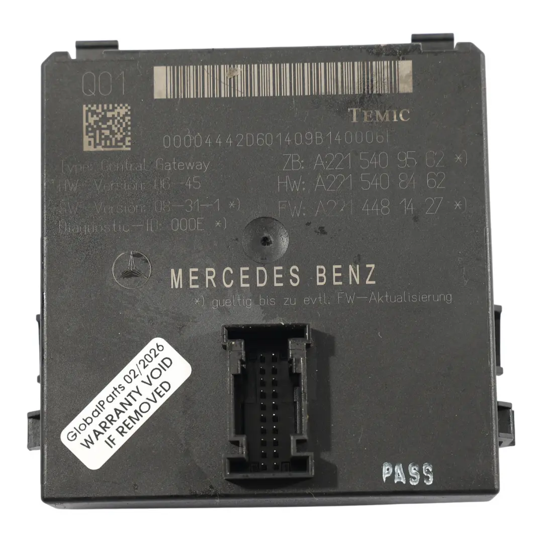Interface Diagnostic Module Passerelle Centrale pour Mercedes W221 à propos du numéro de pièce A2215409562 Mercedes W221 Interface Diagnostic Module Passerelle Centrale - SKU A2215409562 - Numéro de pièce A2215409562