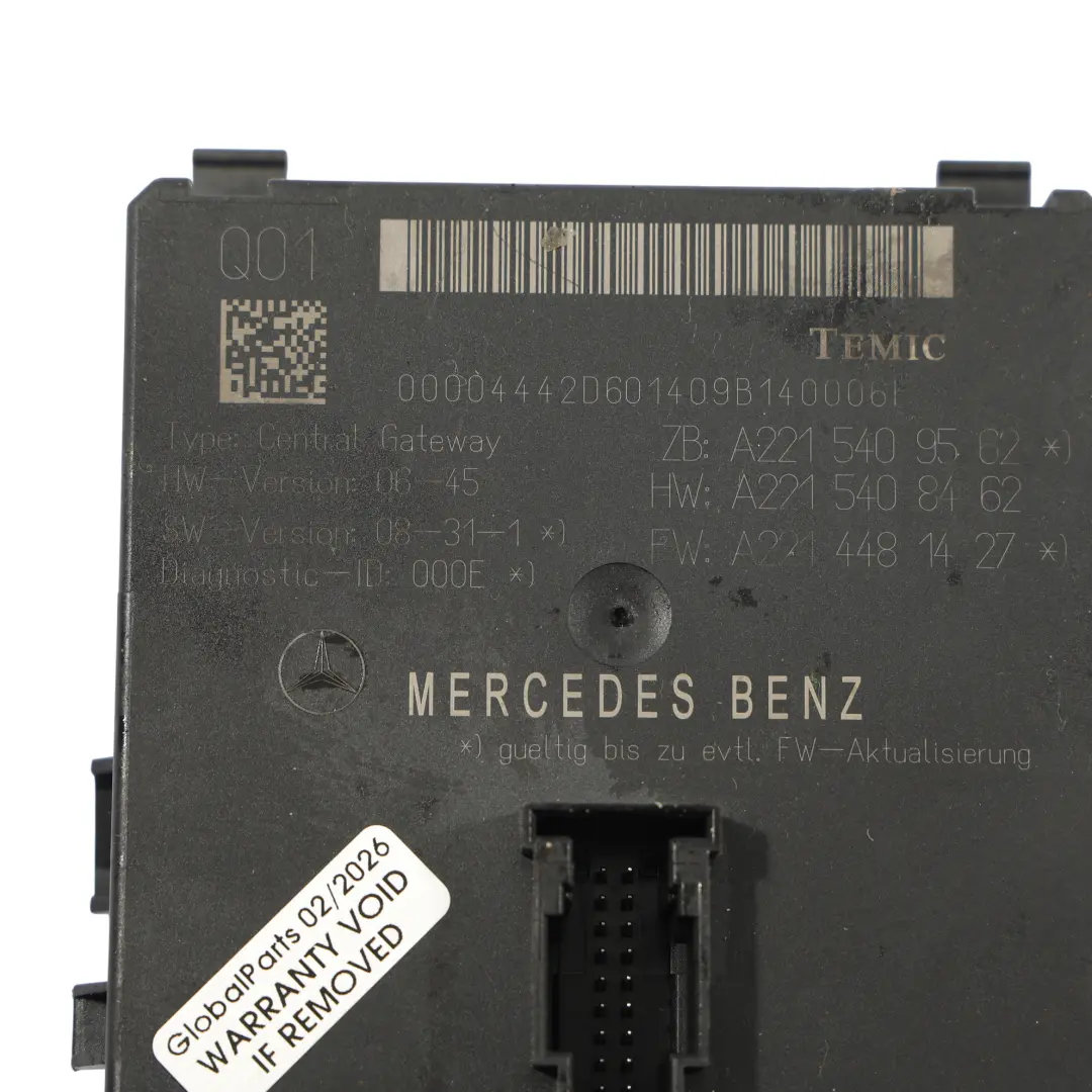 Moduł Gateway Centralny Interfejs Diagnostyczny do Mercedes W221 o numerze A2215409562 Mercedes W221 Moduł Gateway Centralny Interfejs Diagnostyczny - SKU A2215409562 - Numer Części A2215409562