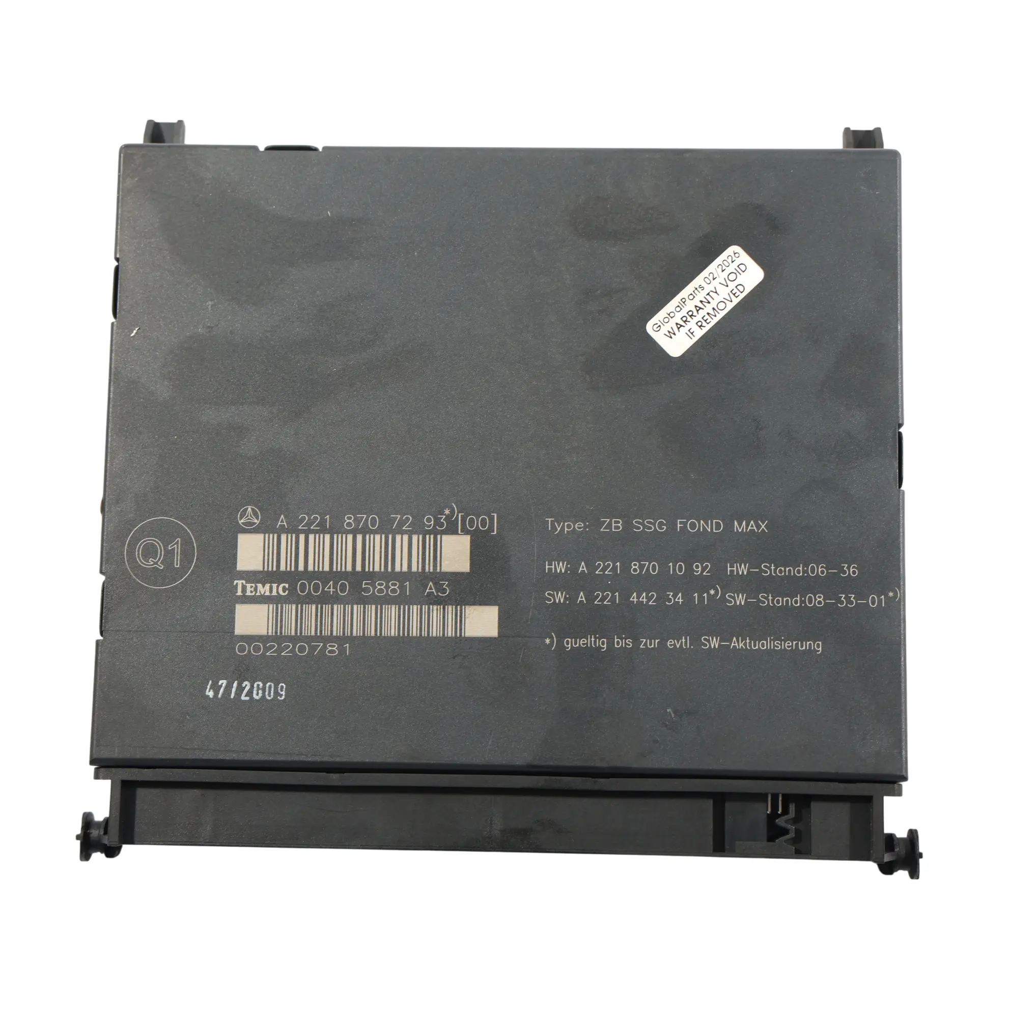 Mercedes W221 Module Commande Siège Arrière Unité ECU A2218707293