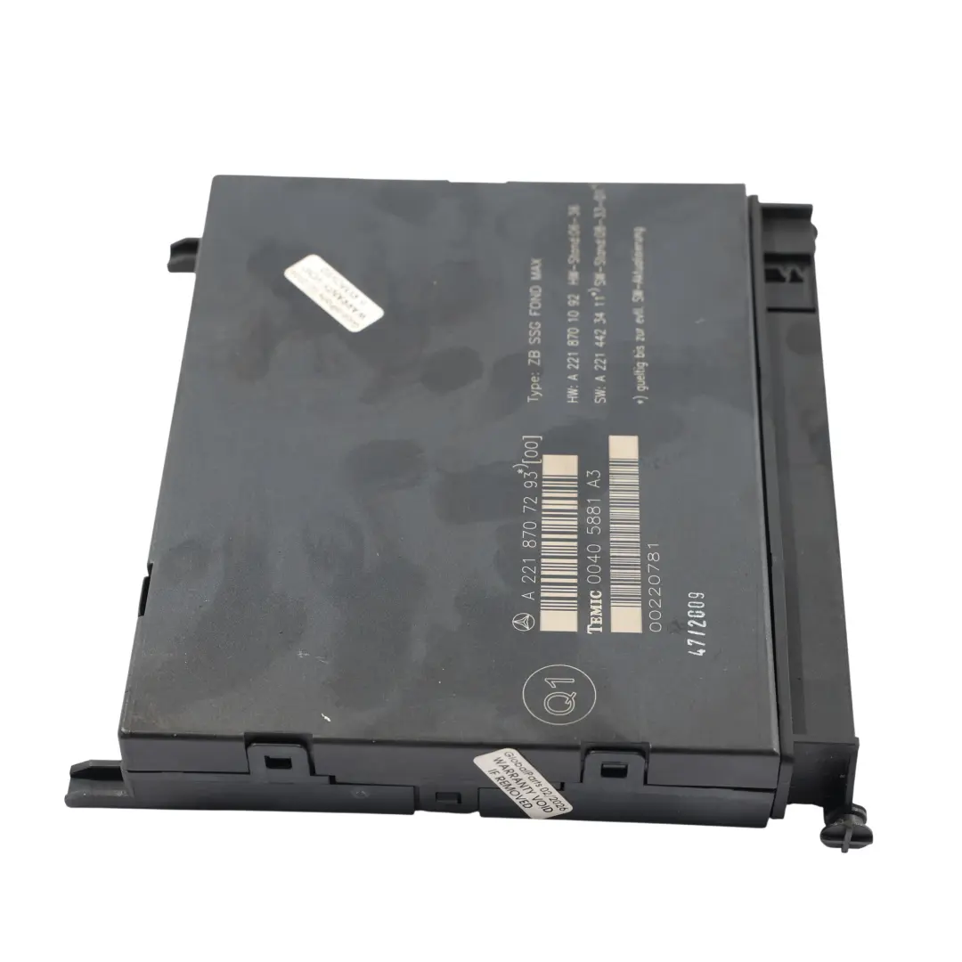 Modulo Controllo Sedili Ecu Posteriore per Mercedes W221 con numero di parte A2218707293 Mercedes W221 Modulo Controllo Sedili Ecu Posteriore - SKU A2218707293 - Numero di parte A2218707293