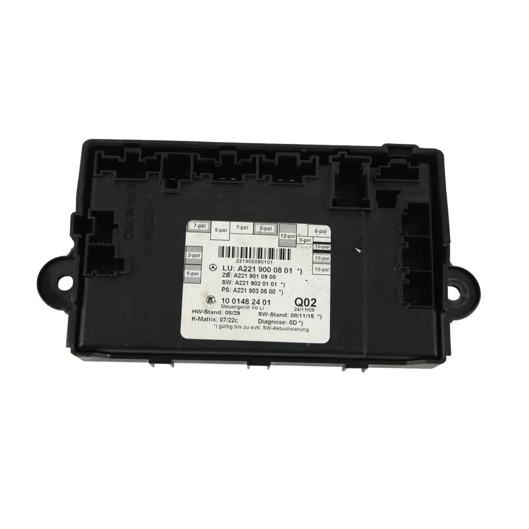 Front Door Control Module Unit Left N/S to Mercedes W221 with Part number A2219000801 Mercedes W221 Front Door Control Module Unit Left N/S - SKU A2219000801 - Part number A2219000801