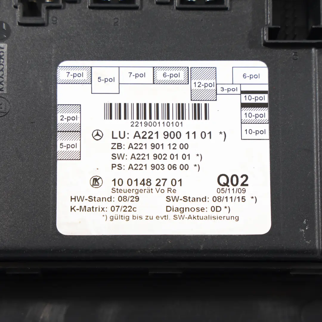 Mercedes W221 Modulo Unità Di Controllo Porta Anteriore Destra - SKU A2219001101 - Numero di parte A2219001101