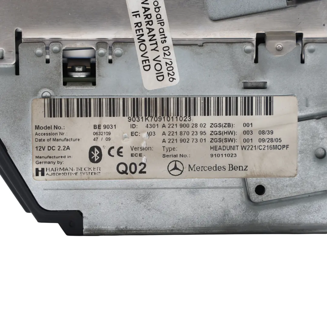 Radio Control Operativa Lector Tarjetas Lector CD para Mercedes W221 con número de pieza A2219002802 Mercedes W221 Radio Control Operativa Lector Tarjetas Lector CD - SKU A2219002802 - Número de pieza A2219002802