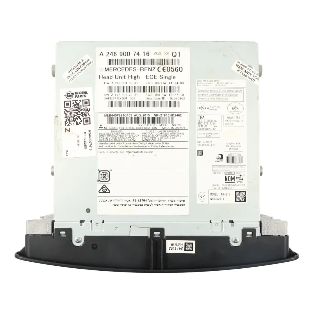 Mercedes W176 W246 Radio CD Player Audio Navigazione Stereo - SKU A2469007416 - Numero di parte A2469007416
