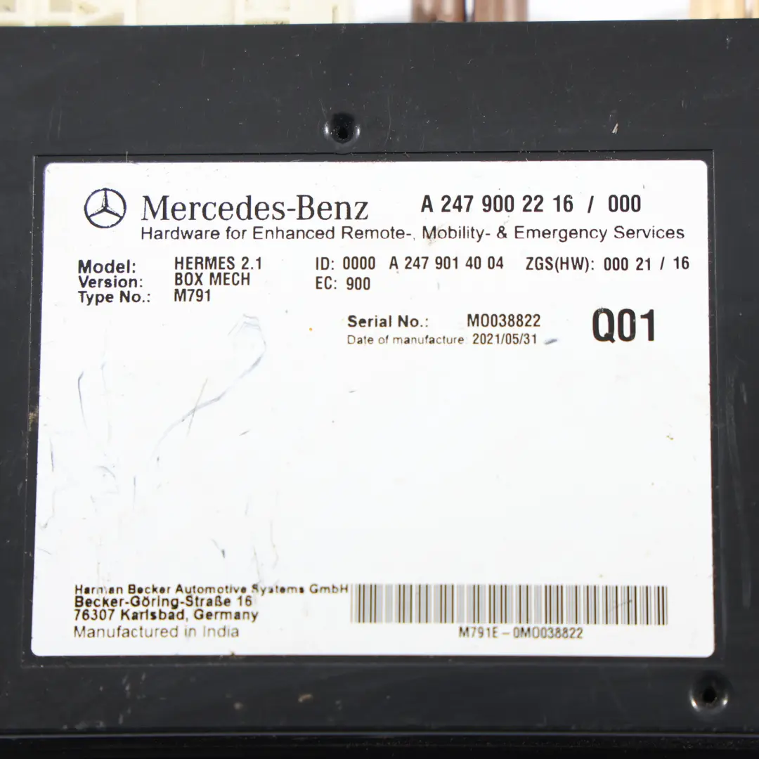 W907 Modulo Centralina Bluetooth ECU per Mercedes C118 W177 W247 con numero di parte A2479002216 Mercedes C118 W177 W247 W907 Modulo Centralina Bluetooth ECU - SKU A2479002216 - Numero di parte A2479002216